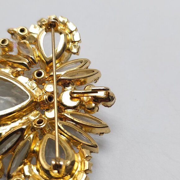 Verified Juliana D&E Aurora Borealis Crystal Gold Tone Brooch Pin Enhancer - Picture 7 of 8